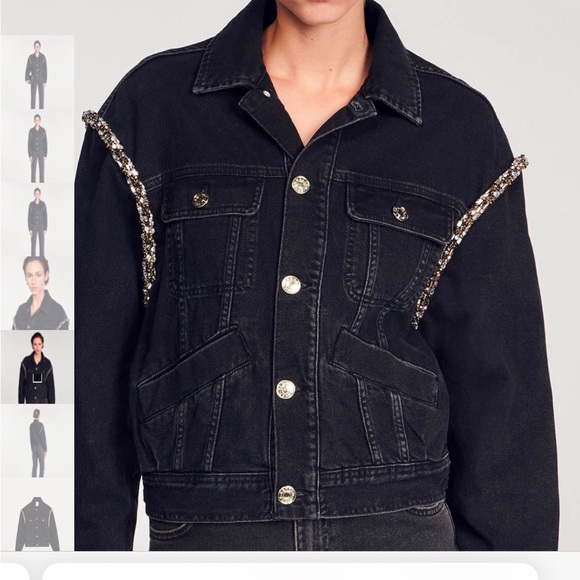 Sandro OVERSIZED DENIM JACKET WITH RHINESTONES - Picture 3 of 7